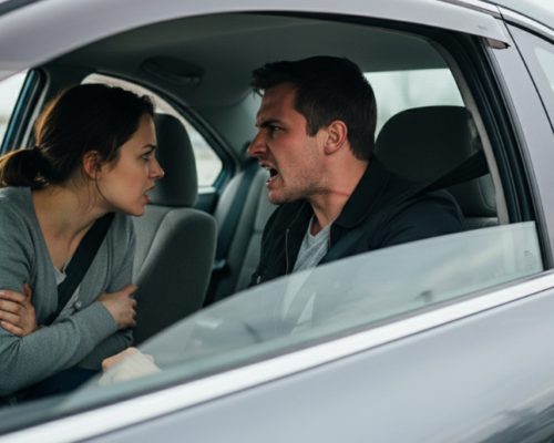 Casal briga dentro do carro
