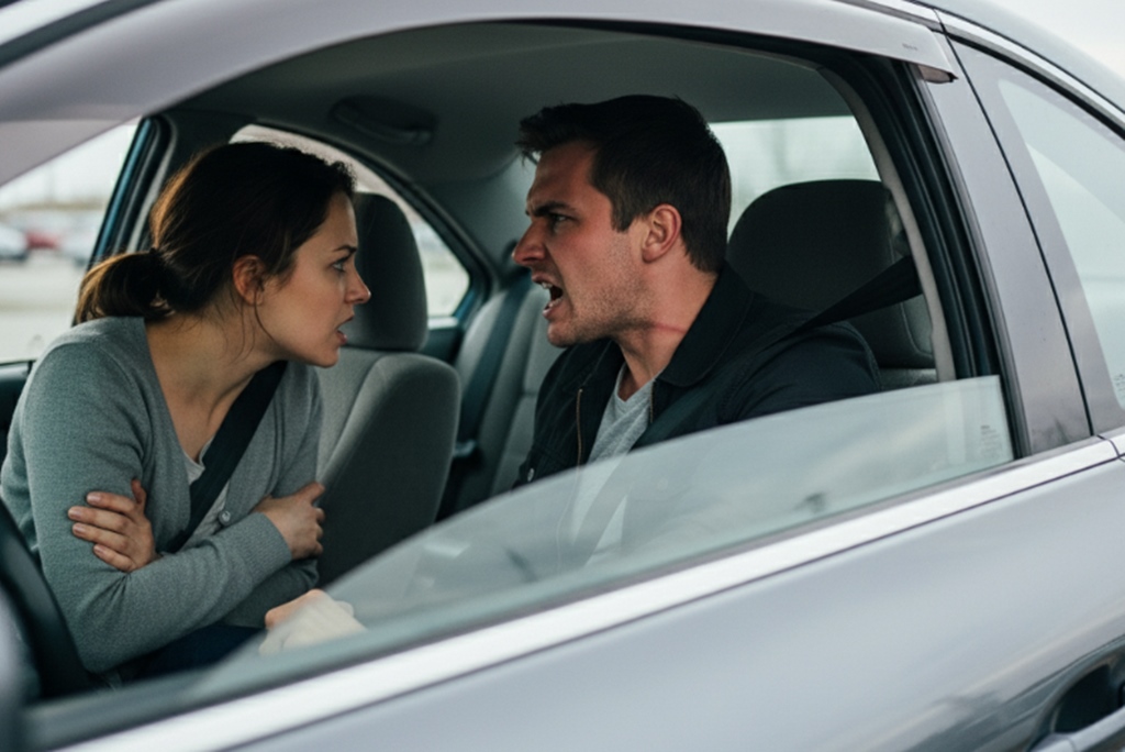 Casal briga dentro do carro